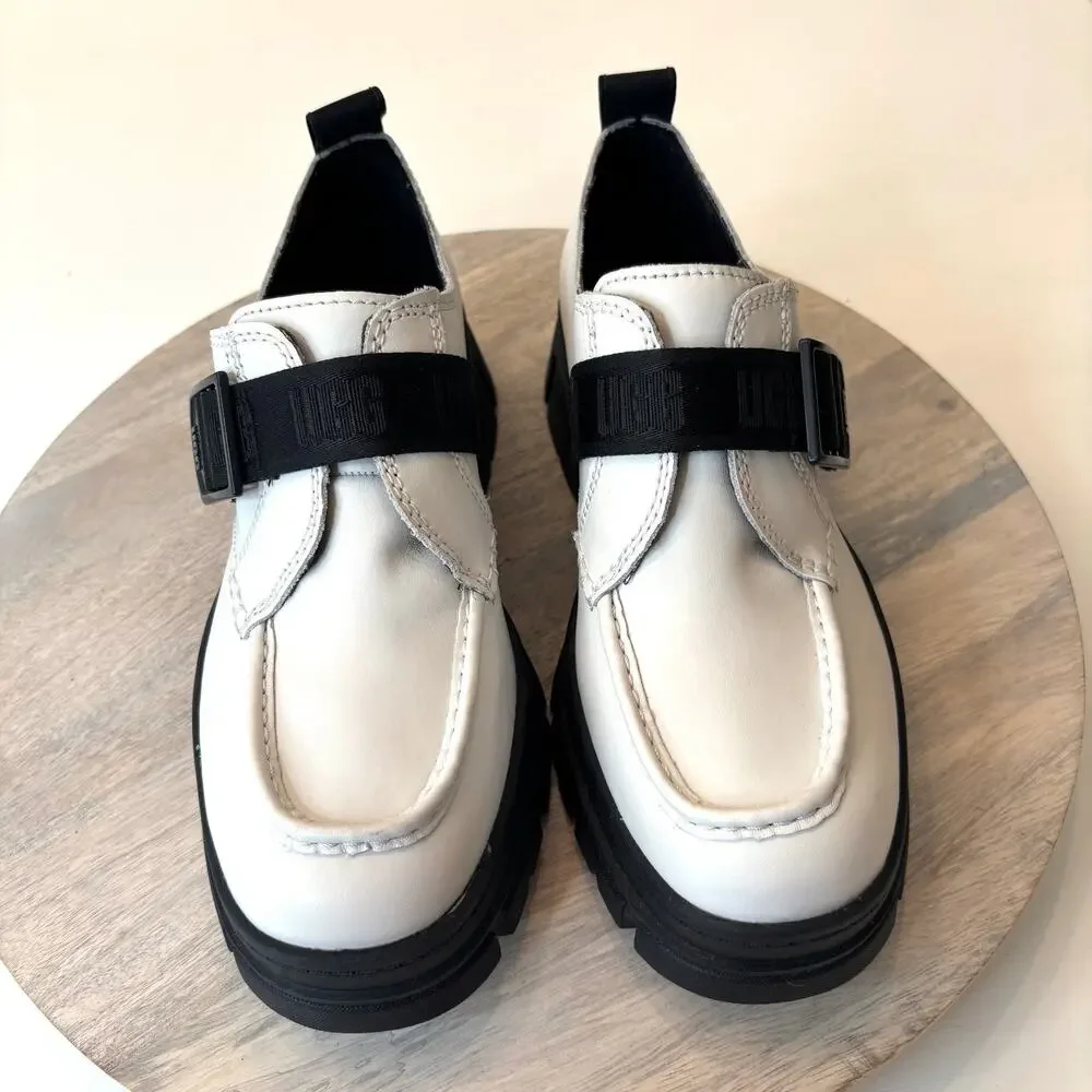Ugg UGGs Women's Ashton Platform Black White Lug Shoes US Size 9 Strap